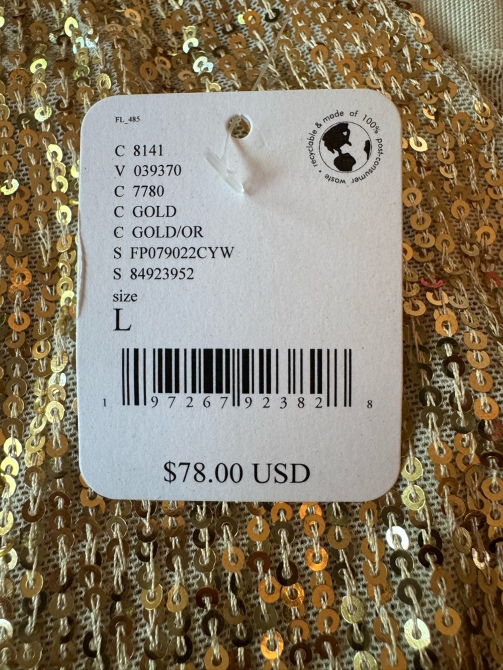 Free People Gold Sequin Bodysuit Thong - Picture 3 of 8
